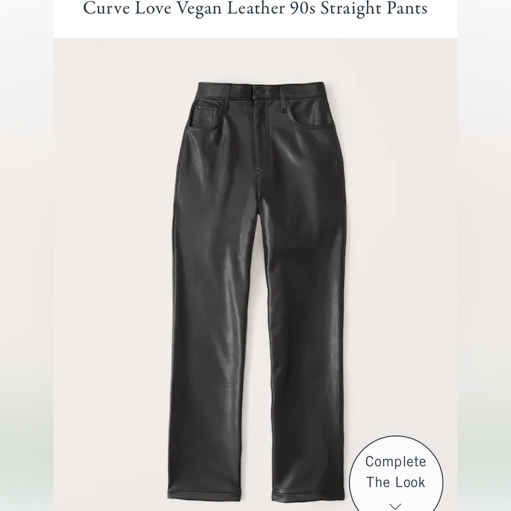 Abercrombie — Curve Love Vegan Leather 90s Straight Pants